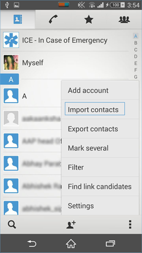 select option to import excel file into android phone 