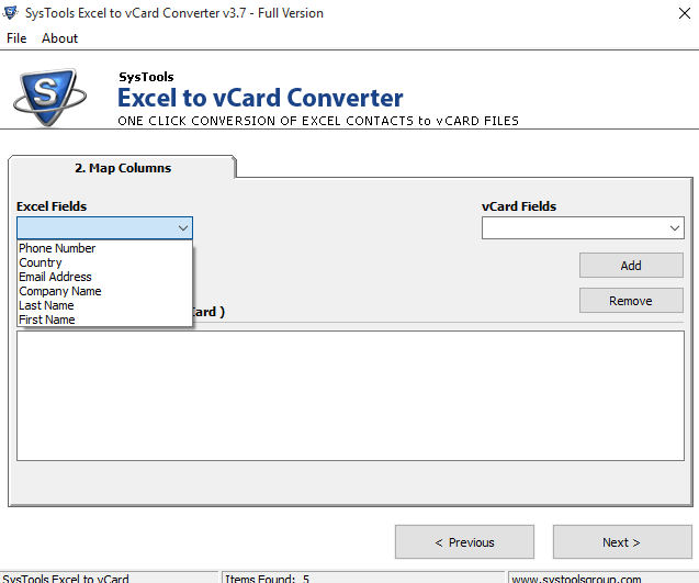 map vCard to windows contacts
