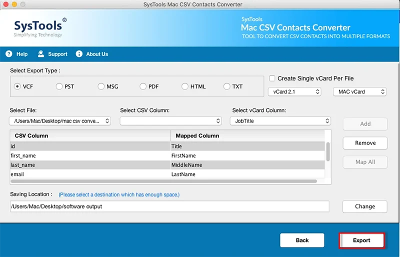 export csv