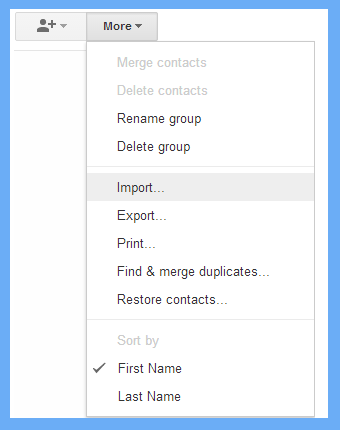 import excel contacts to Gmail 